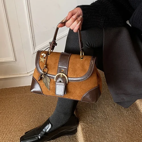 Stylish Handbags for Woman High Quality Boston Bag PU Suede Bag Ladies Hand Bags with Straps Crossbody Women Bag Winter