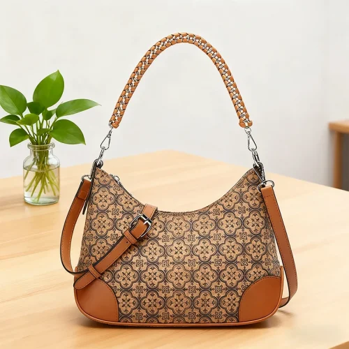 Stylish Cork Leather Underarm Shoulder Bag Woman Retro Crossbody Bag Waterproof Luxury Design Crescen Bag for Trend Everyday Use