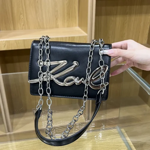 Women's Fashion Flap Crossbody Bag PU Metal Letter Logo Adjustable Chain Strap Lightweight Magnetic Closure Multi-Use Daily Bag